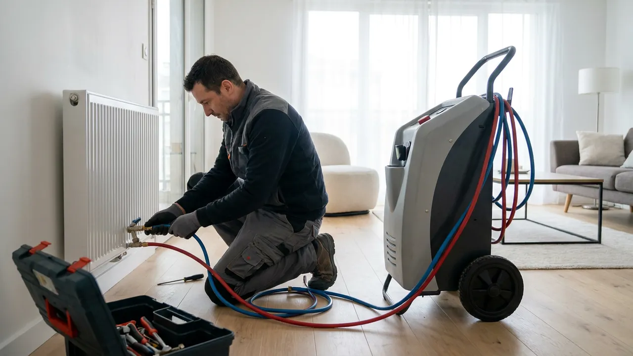 Désembouage d'un circuit de radiateurs dans un appartement ancien de Paris