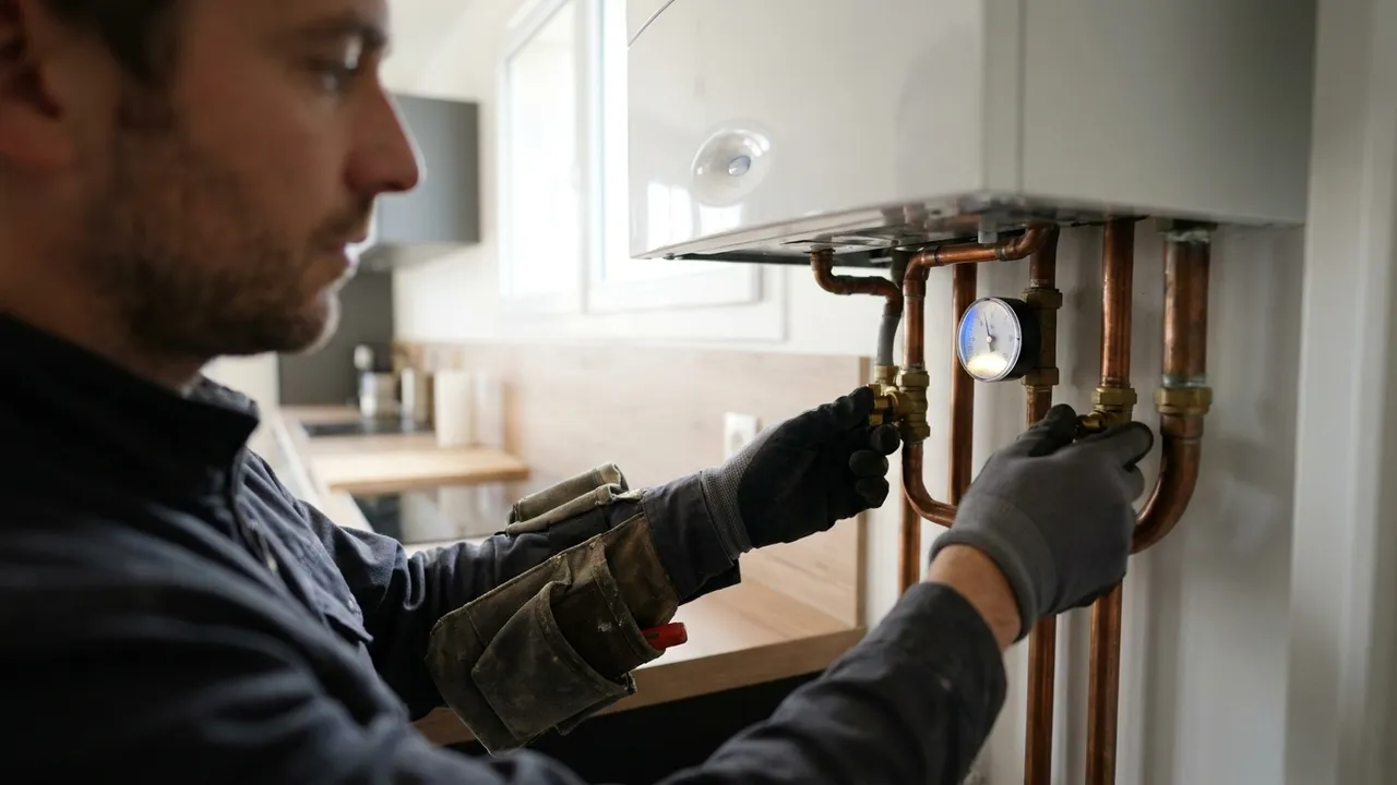 Manomètre de pression d'une chaudière gaz dans un logement à Paris